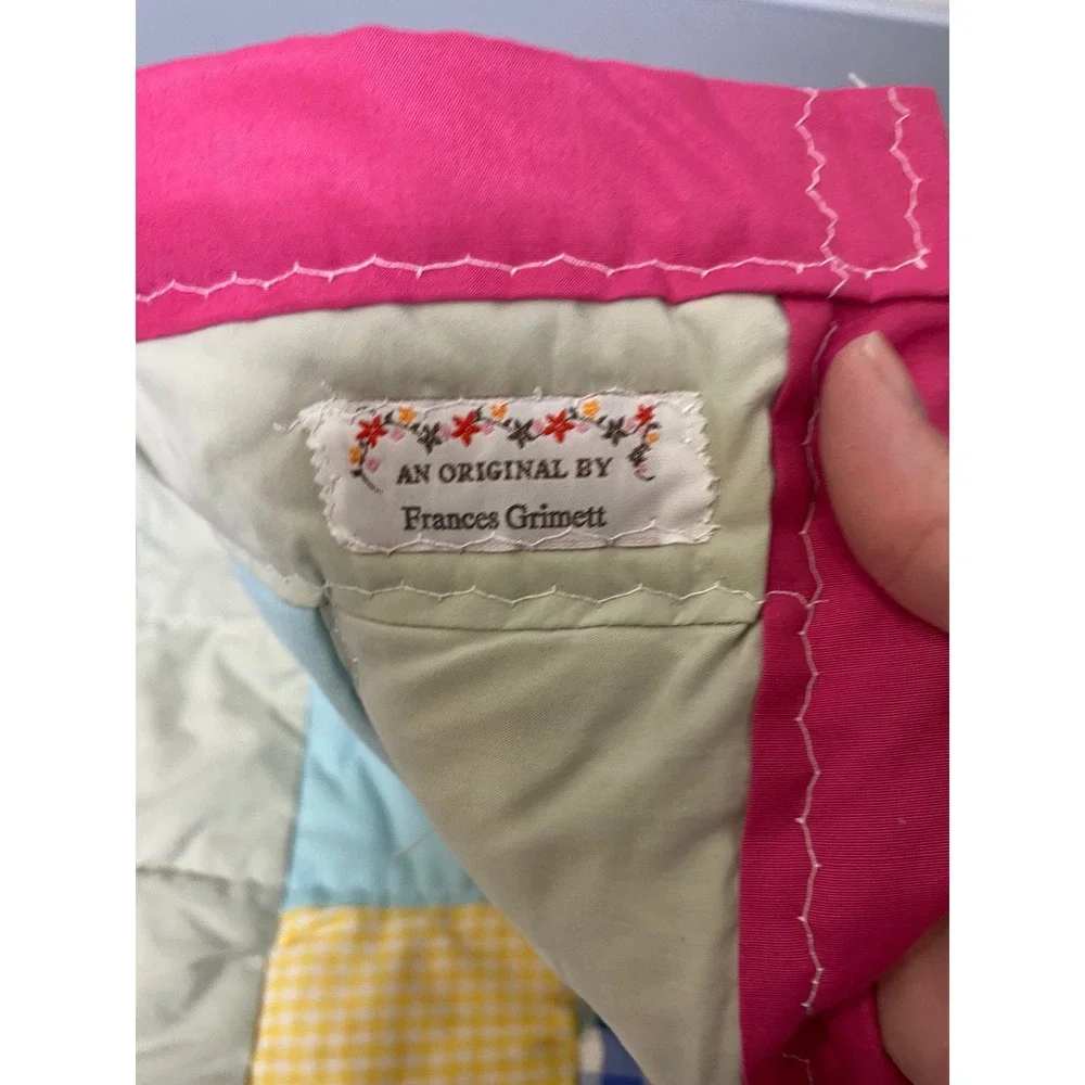 Vintage Ball Doll Patchwork Quilt Blanket Frances Grimett Handmade Pink Multi